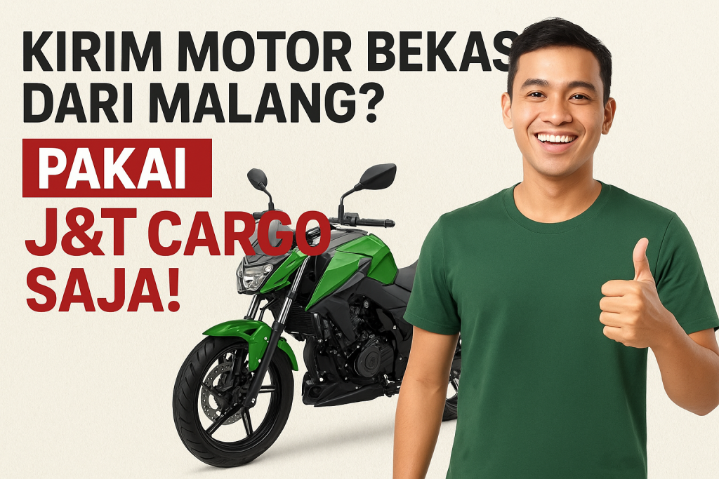 Layanan kirim motor bekas dari Malang menggunakan JNT Cargo dengan proses pengemasan aman